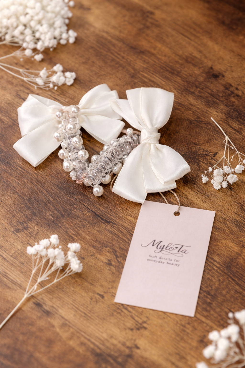Elegante Perlen Haar Schleife – Satin Haarschleife für Damen & Mädchen