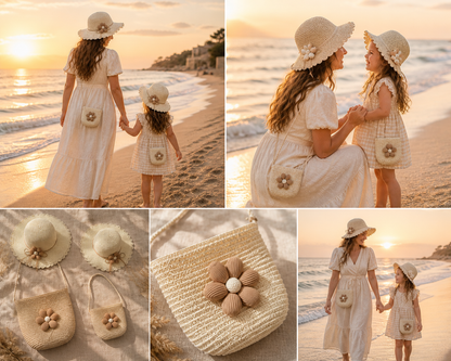 Mama & Mini Set – Strohhut & Tasche | Perfekt für Sommer & besondere Momente