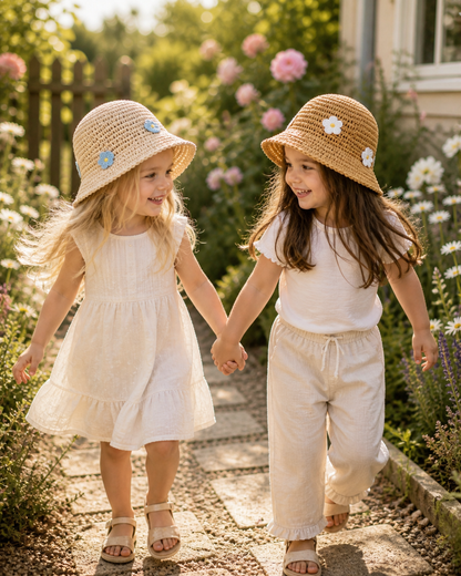 Mylo’Ta Kinder Häkelhut mit Blümchen – Leicht & Bequem | Sommerhut Mädchen