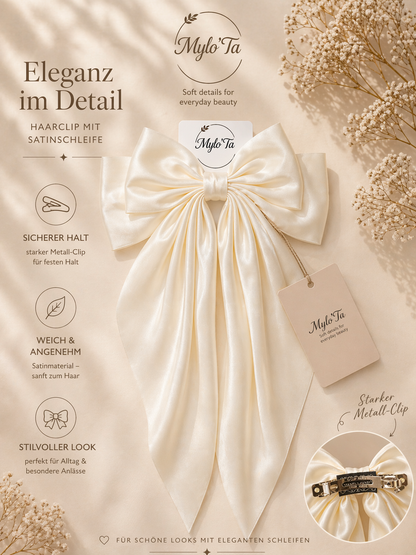 Luxus Satin Haarschleife – Große Haarspange mit starkem Clip | Mylo’Ta