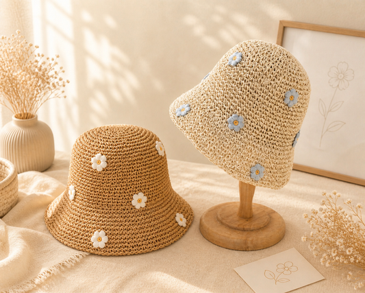 Mylo’Ta Damen Häkelhut mit Blümchen – Leicht & Elegant | Sommer Bucket Hat