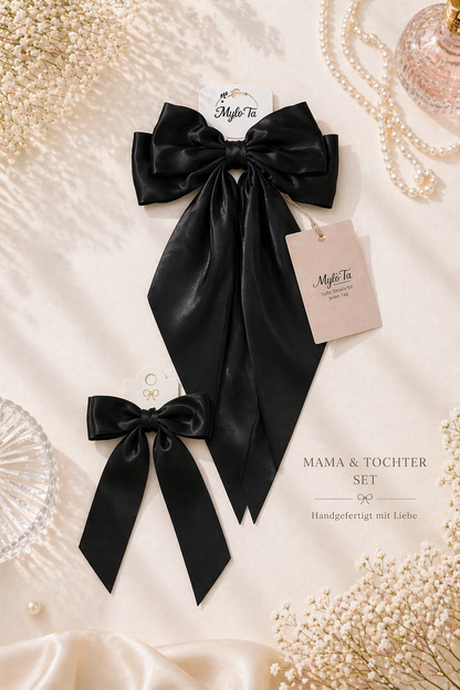 Mama & Tochter Schleifen Set – Satin Haarspangen | Elegant & Zeitlos | Mylo’Ta