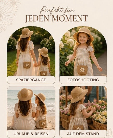 Mama & Mini Set – Strohhut & Tasche | Perfekt für Sommer & besondere Momente