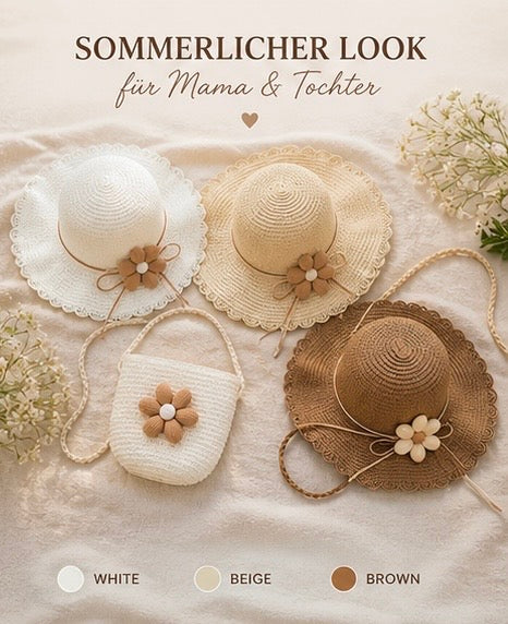 Mama & Mini Set – Strohhut & Tasche | Perfekt für Sommer & besondere Momente