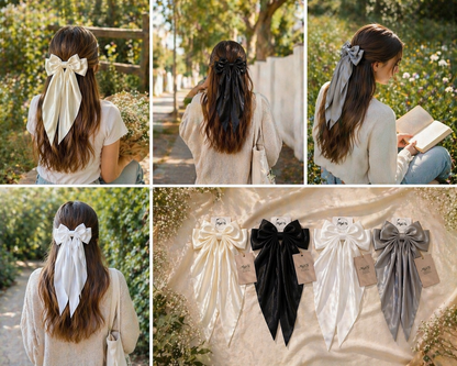 Luxus Satin Haarschleife – Große Haarspange mit starkem Clip | Mylo’Ta