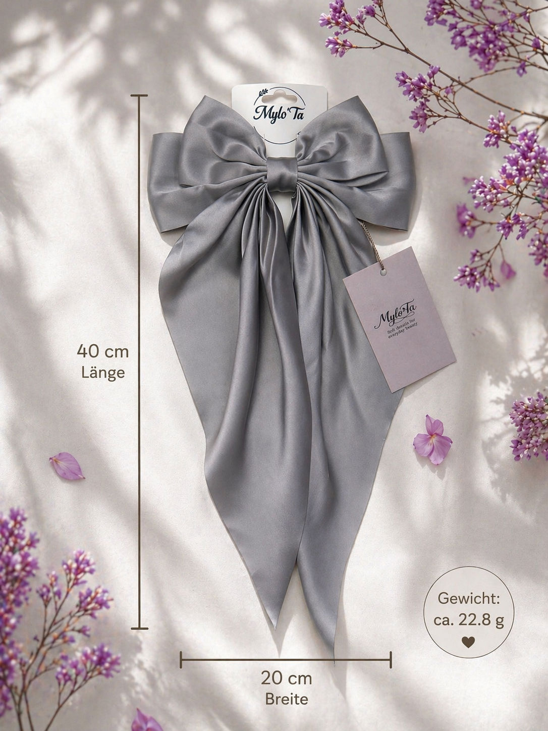 Luxus Satin Haarschleife – Große Haarspange mit starkem Clip | Mylo’Ta