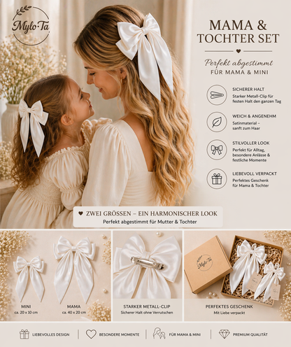 Mama & Tochter Schleifen Set – Satin Haarspangen | Elegant & Zeitlos | Mylo’Ta