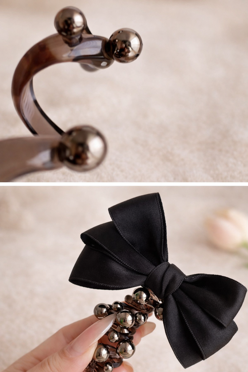 Elegante Perlen Haar Schleife – Satin Haarschleife für Damen & Mädchen