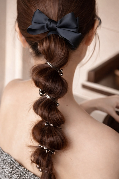 Elegante Perlen Haar Schleife – Satin Haarschleife für Damen & Mädchen