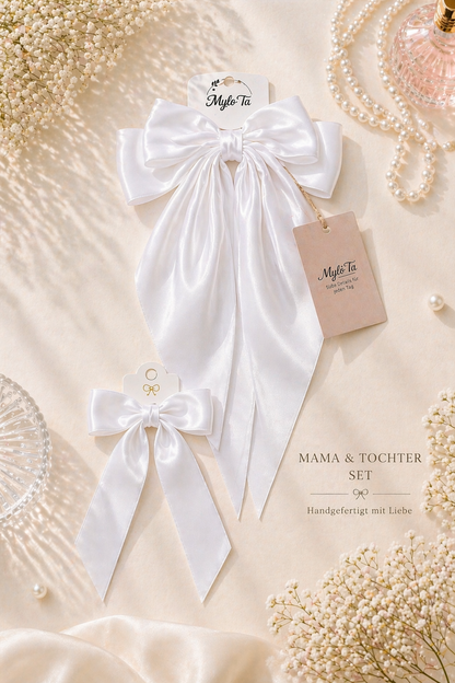 Mama & Tochter Schleifen Set – Satin Haarspangen | Elegant & Zeitlos | Mylo’Ta