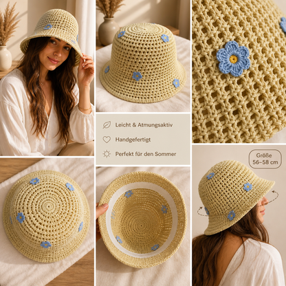 Mylo’Ta Damen Häkelhut mit Blümchen – Leicht & Elegant | Sommer Bucket Hat