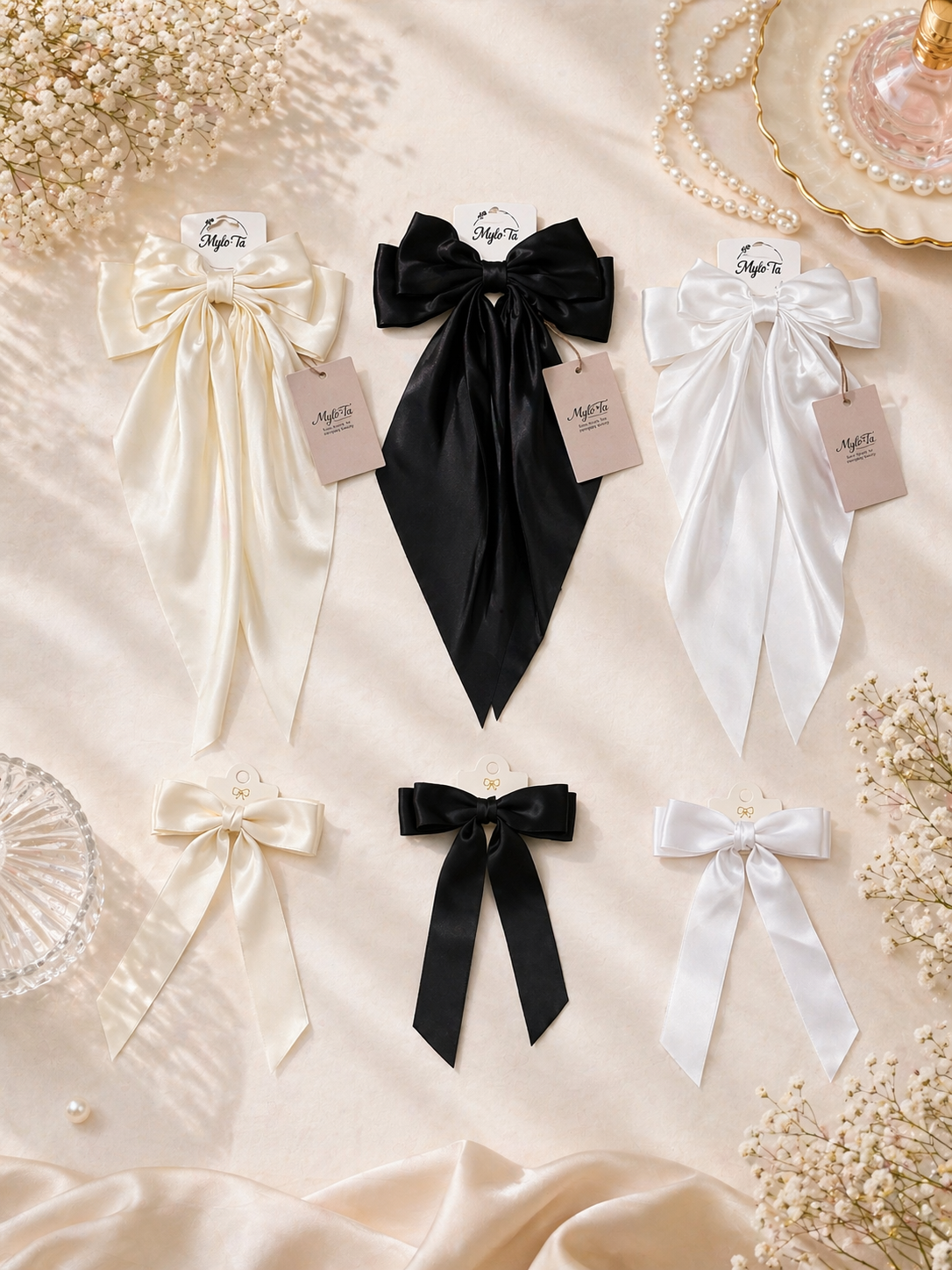 Mama & Tochter Schleifen Set – Satin Haarspangen | Elegant & Zeitlos | Mylo’Ta