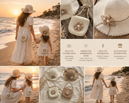 Mama & Mini Set – Strohhut & Tasche | Perfekt für Sommer & besondere Momente