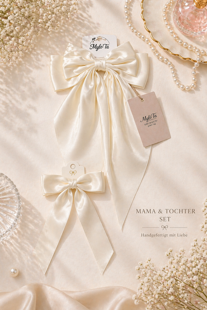 Mama & Tochter Schleifen Set – Satin Haarspangen | Elegant & Zeitlos | Mylo’Ta