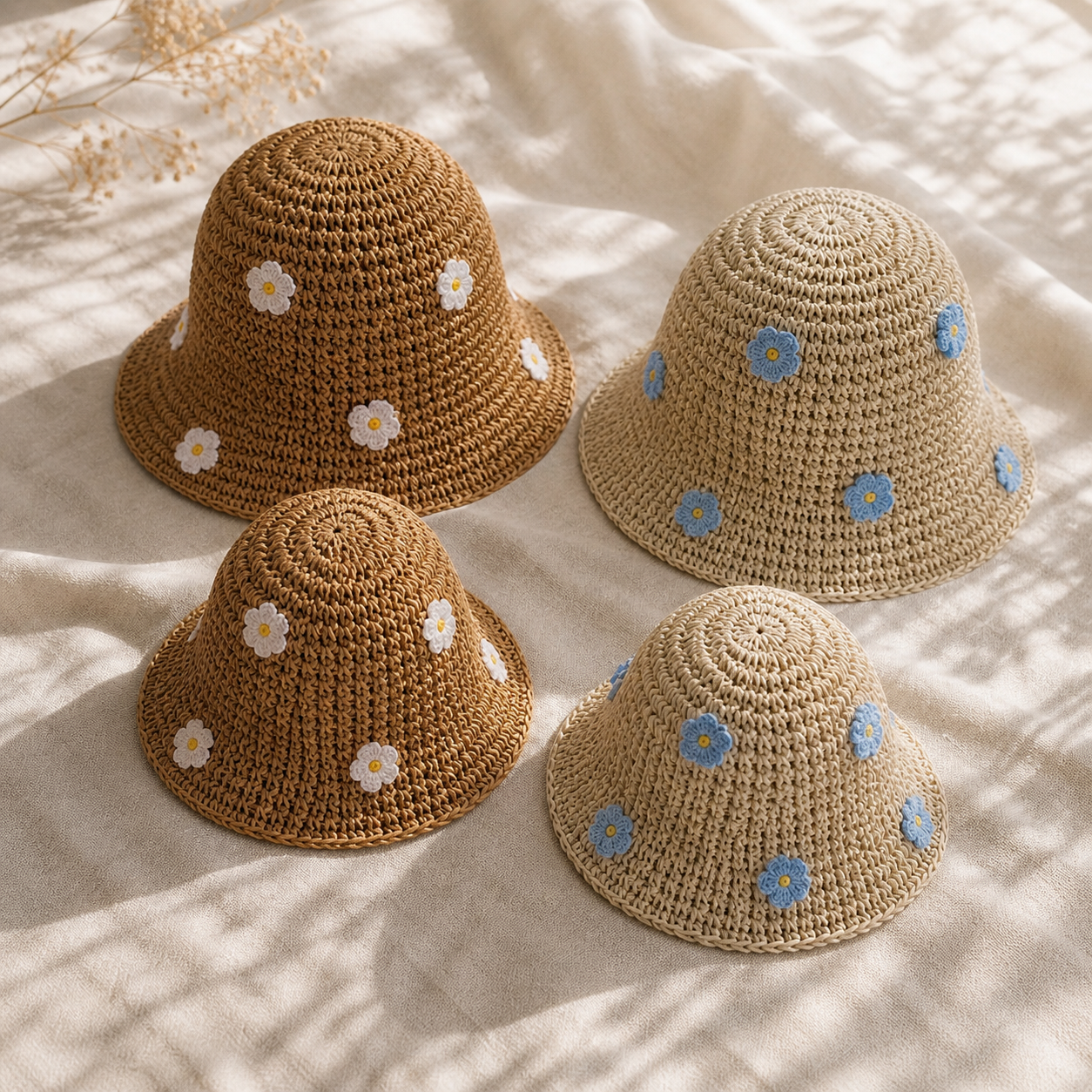 Mylo’Ta Mama & Mini Häkelhut Set – Beige Luxury Edition | Exklusives Mutter-Tochter Matching Set